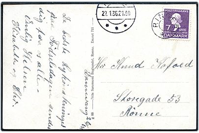 7 øre H. C. Andersen på brevkort annulleret med udslebet stjernestempel RINGEBY og sidestemplet Rønne d. 27.1.1936 til Rønne.