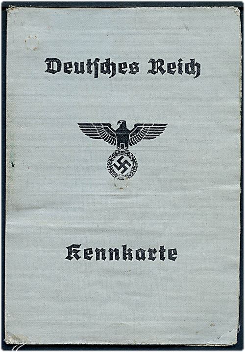 Deutsches Reich Kennkarte med foto af ung pige og 1 mk. stempelmærke udstedt i Brieg d. 21.3.1940.
