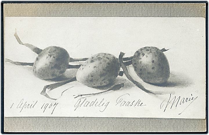 3 øre Bølgelinie på lokalt brevkort (Prinsesse Marie: Stilleben med druer og svamp) i København annulleret med særstempel Vestindisk Velgjørenhedsfest 1.2.3 April 1907.