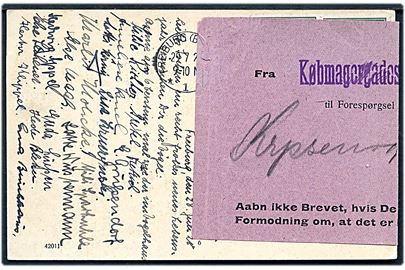 8 pfg. Beethoven i parstykke på brevkort fra Freiburg d. 29.7.1928 til København, Danmark. Utilstrækkelig adresse og forespurgt med vignet - P. Form. Nr. 25 (24/7 22) - fra Købmagergades Postkontor.