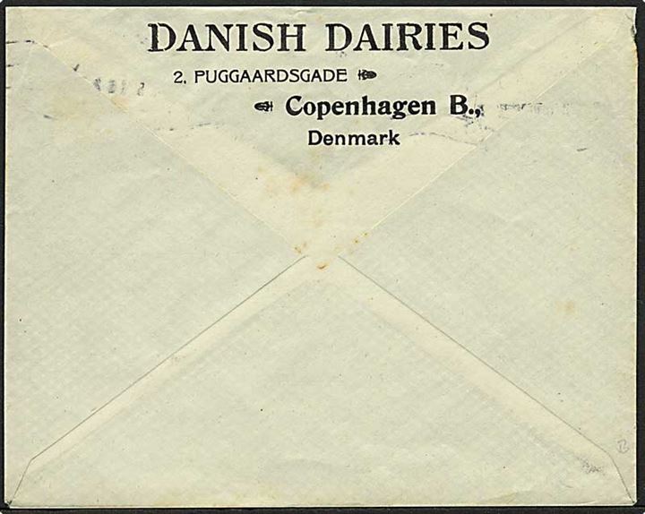 10 øre rød Chr. X på brev fra København d. 16.5.1918 til Nymark. Mærket med perfin D.14 - Danish Dairies.