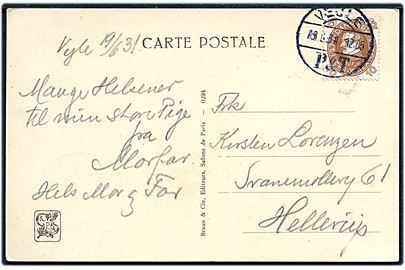 10 øre Chr. X 60 år på brevkort annulleret med brotype Vd Vejle P. & T. d. 18.6.1931 til Hellerup.