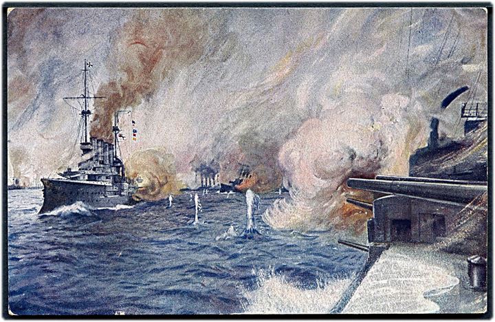 A. Hubert: SMS Scharnhorst og Gneisenau under slaget ved Colonel (Chile). 