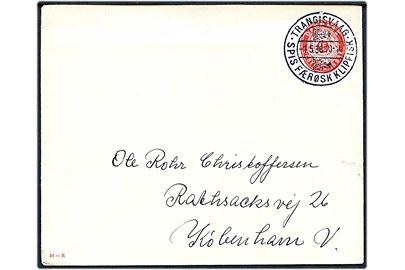 15 øre helsagskuvert (fabr. 51-R) annulleret med tydeligt klipfiskstempel i Trangisvaag d. 1.5.1936 til København.