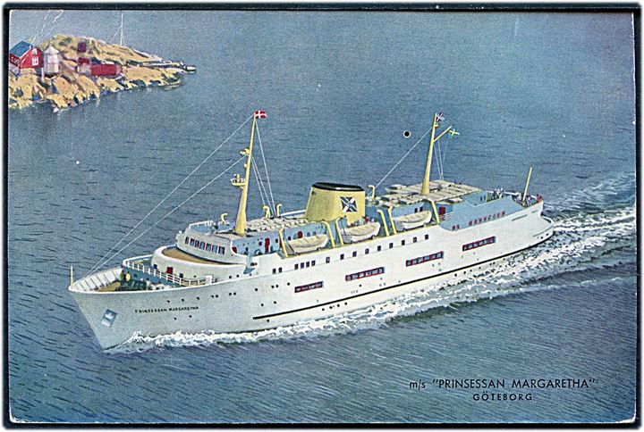 Prinsessan Margaretha, M/S, på Göteborg - Frederikshavn ruten. Sendt med skibsstempel d. 21.12.1959 til soldat ved FN-styrkerne i Gaza. 