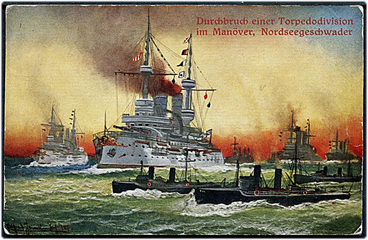 Durchbruch einer Torpedodivision im Manöver, Nordseegeschwader. 