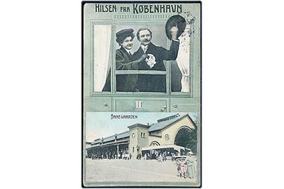 Købh., Hilsen fra med banegaarden. A. Vincent no. 4063.