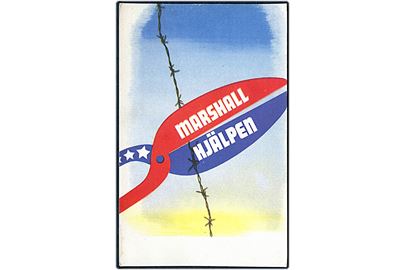 Marshall hjälpen. Svensk plakat fra Marshall Planens Internationale Plakat Konkurrence. Uddelt af Marshall-Organisationen i Danmark. U/no.
