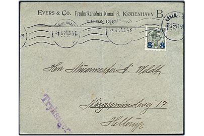 8/12 øre Provisorium single på tryksag fra København d. 9.3.1921 til Hellerup.