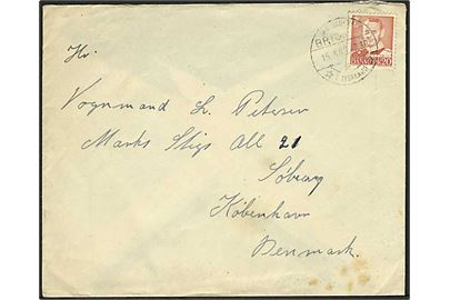 20 øre Fr. IX på brev stemplet Den danske Brigade /2/ i Tyskland d. 15.4.1949 til København.