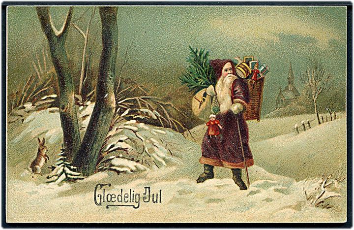 Julemand med rød kåbe og gavesæk. No. 199.