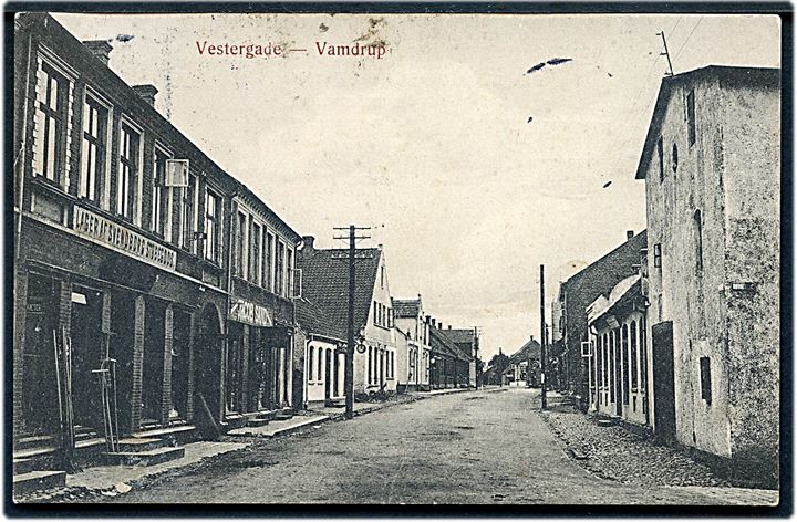 Vamdrup, Vestergade med Støbegodsforretning mm. P. Hansen u/no.+