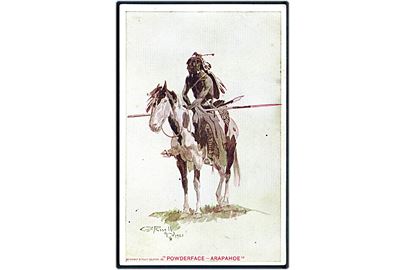 Indianer Powderface - Arapahoe. Tegnet af Russell 1903.