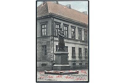 Odense. H.C. Andersens statue ved posthuset i Lille Gråbrødre stræde. U/no.