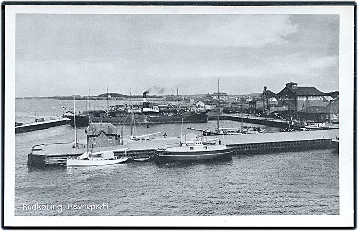 Rudkøbing, Havneparti med skibet S/S Margrete mf. Stenders no. 75700.