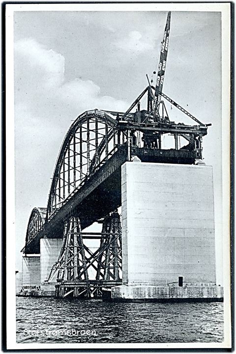Storstrømsbroen under opførelse. Stenders no. 74654.