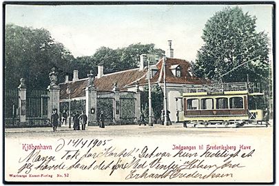 København, Indgang til Frederiksberg have med sporvogn Tværruten. W.K.F. no. 52.