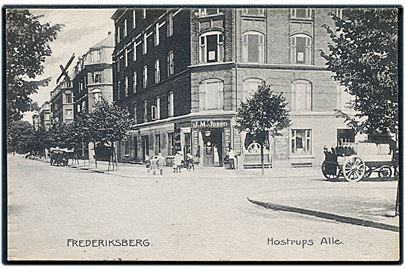 København, Hostrups Alle, Frederiksberg med J.M. Ipsen Colonial og Martiale handel. H. Chr. P. no. 6810.