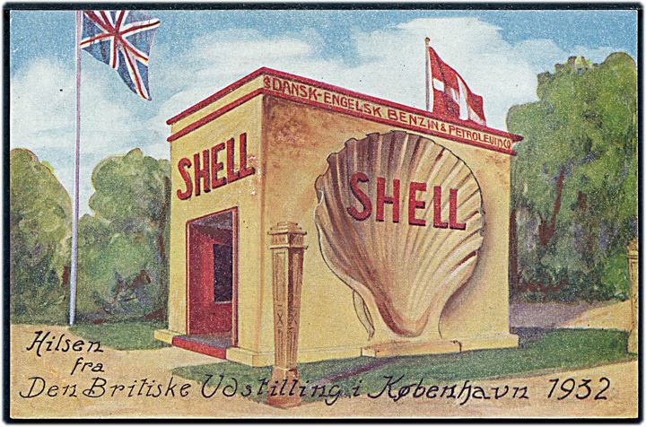 Købh., Shell reklamekort. Hilsen fra Den britiske Udstilling i 1932. U/no.