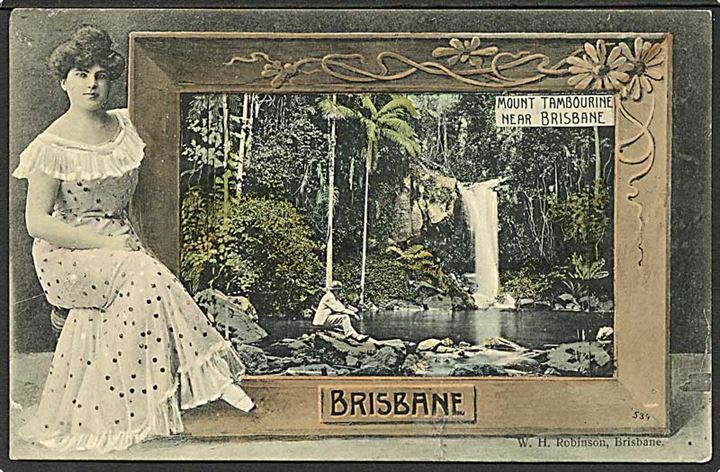 Vandfald i Mount Tambourine ved Brisbane, Queensland Australien. W.H. Robinson no. 534.