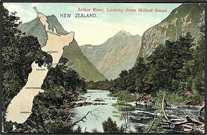 Parti fra Arthur River paa New Zealand. Valentine no. 18428.