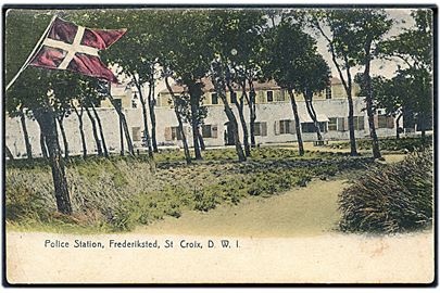 D.V.I. Politistationen i Frederiksted, St. Croix. Lightbourns, St. Croix serie no. 4., med 5 bit Chr. d. IX, annulleret Frederiksted sendt til Bassin, Christiansted. 