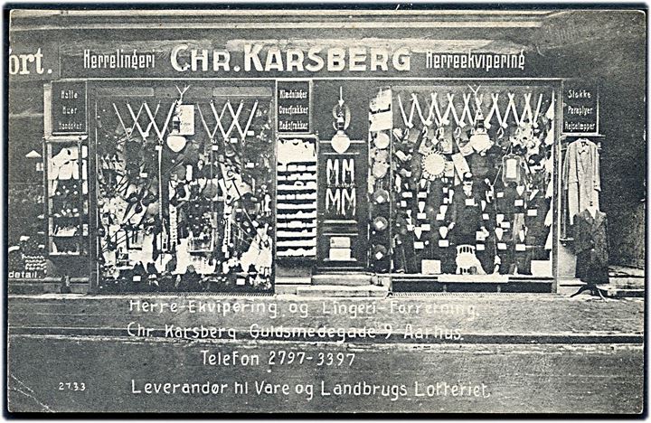 Aarhus, Guldsmedegade 9. Chr. Karsberg Herreekvipering. No. 2733.
