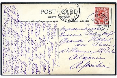 10 øre Chr. X på brevkort annulleret med brotype IIIb Herlufmagle d. 29.12.1919 til Algier, Afrika.