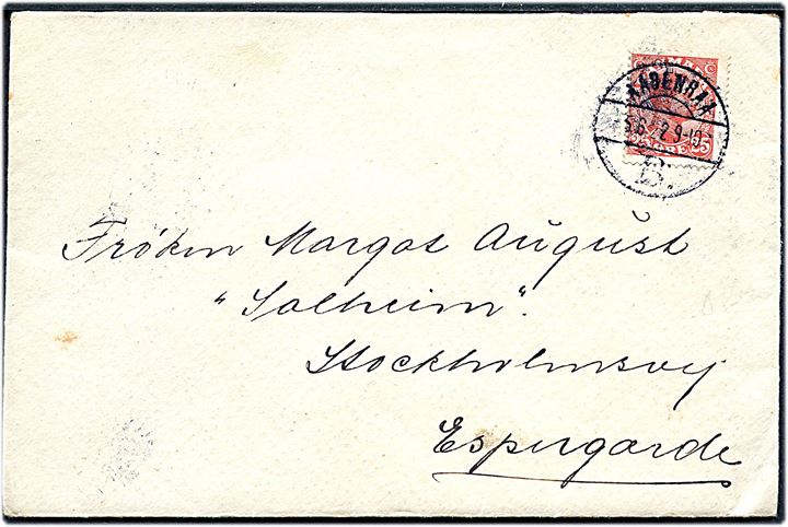 25 øre Chr. X på brev annulleret med vanskeligt brotype Vb Aabenraa B. d. 5.6.1922 til Espergærde.