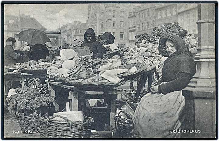 Højbro Plads med grønthandlere. A. Vincent no. 509. Kvalitet 8