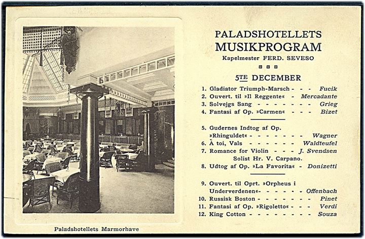 Raadhuspladsen, Paladshotellets Musikprogram. U/no. Kvalitet 7