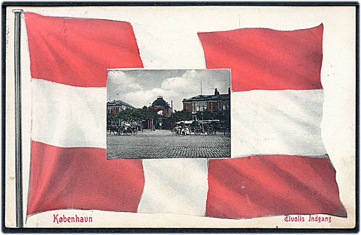 Tivoli Dannebrogsflag og prospekt af indgang. Warburg u/no.  Kvalitet 7