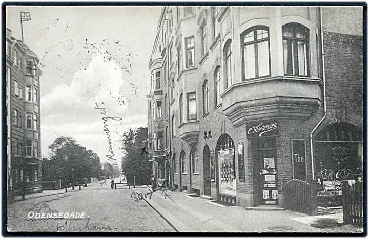 Odensegade. C. Mortensen’s Kaffe og Vinhandel. No. 1605. Kvalitet 7