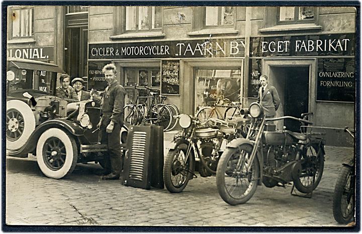 Ringstedgade 8 “Taarnby” Cykler og Motorcykler ved Johannes Sørensen. Fotokort u/no. 2 nålehuller. Kvalitet 6