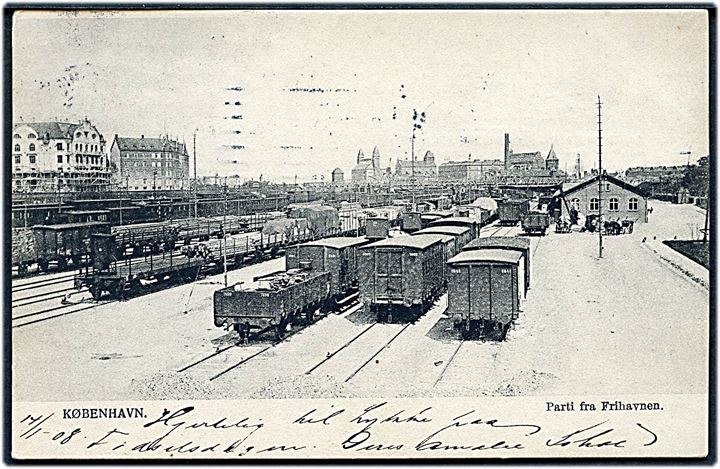 Frihavnen, jernbane med adskellige vognsæt. P. Alstrup no. 426. Kvalitet 7