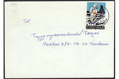 3,70 kr. Fiskeindustri på brev fra Strendur d. 25.1.1991 til Tórshavn.