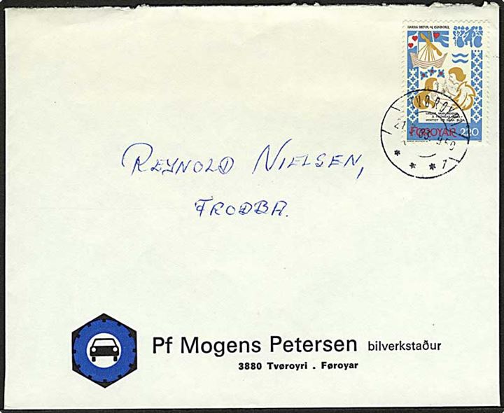 2,20 kr. Dansevisen på brev fra Tvøroyri d. 21.3.1983 til Frodba.