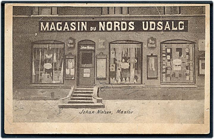 Måløv, Magasin du Nords udsalg ved Johan Nielsen. U/no. Kort med små buler. Kvalitet 7