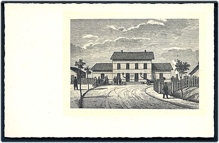 Lyngby, banegård i 1864. Stenders no. 65969. Kvalitet 9