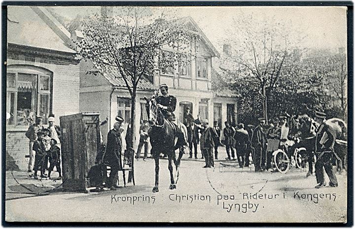 Lyngby, Kronprins Christian på ridetur. Stenders no. 5731. Kvalitet 7