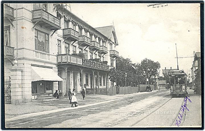Skovshoved, hotel med sporvogn linie 4 no. 504. Stenders no. 3201. Kvalitet 8