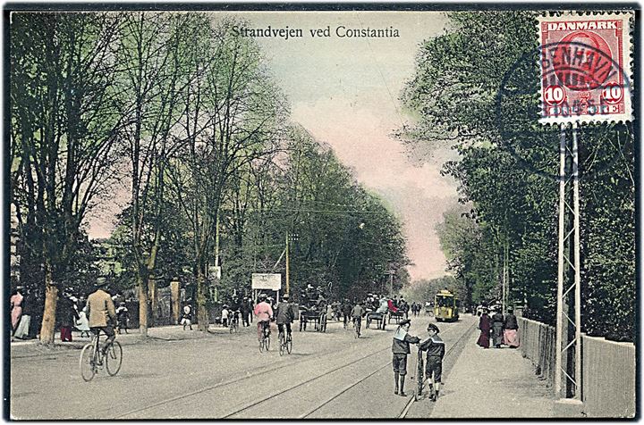 Klampenborg, Strandvejen ved Constantia med sporvogn i baggrunden. Budtz Müller & Co. no. 620. Kvalitet 8