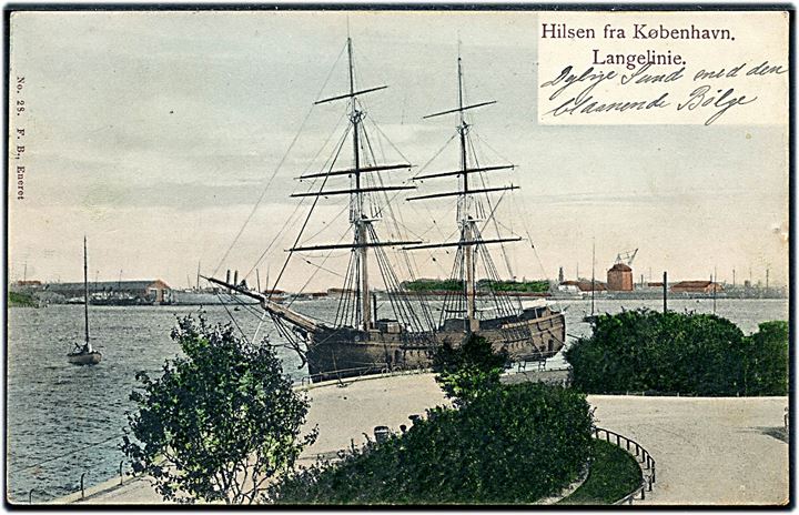 Langelinie, “Hvalfisken” (tidl. KHG Grønlandsskib) oplagt som klubhus for Københavns Amatør Sejlklub (KAS). Fritz Benzen no. 28. Kvalitet 8