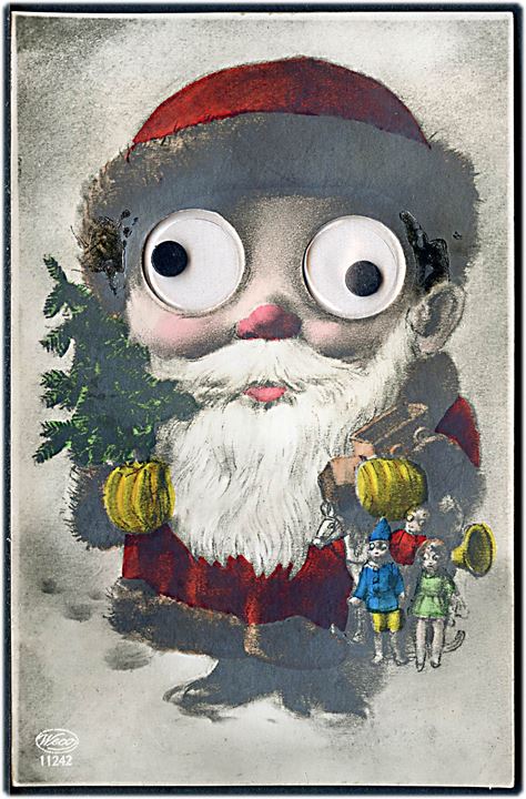 Julemand med rød kåbe og rulle-øjne. Weco no. 11242. Kvalitet 7