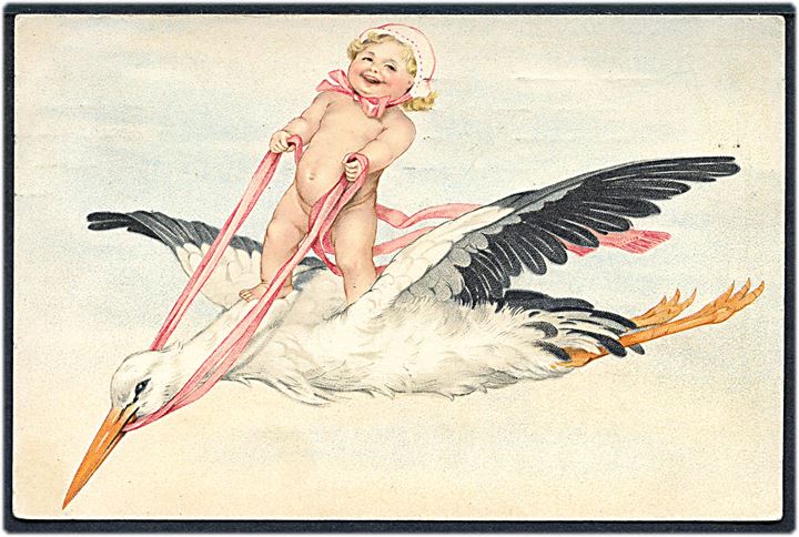 Børn. Pige flyver på Stork. B. Dondorf no. 275. Kvalitet 8