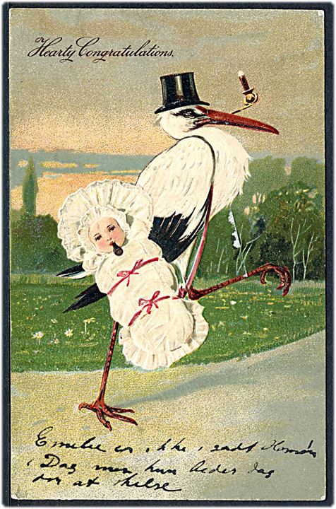 Børn. Stork med spædbarn. P.F.B. serie 6289. Kvalitet 8