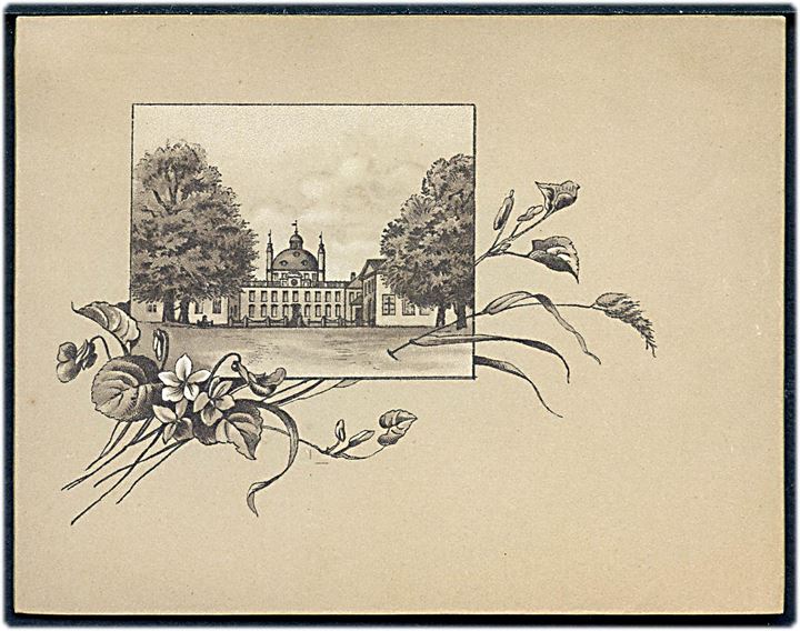 Fredensborg slot. Kartonkort dateret d. 14.2.1889. U/no. Kvalitet 9