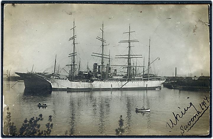 “Viking”, skoleskib, i Savona 1914. Fotokort u/no. Kvalitet 7