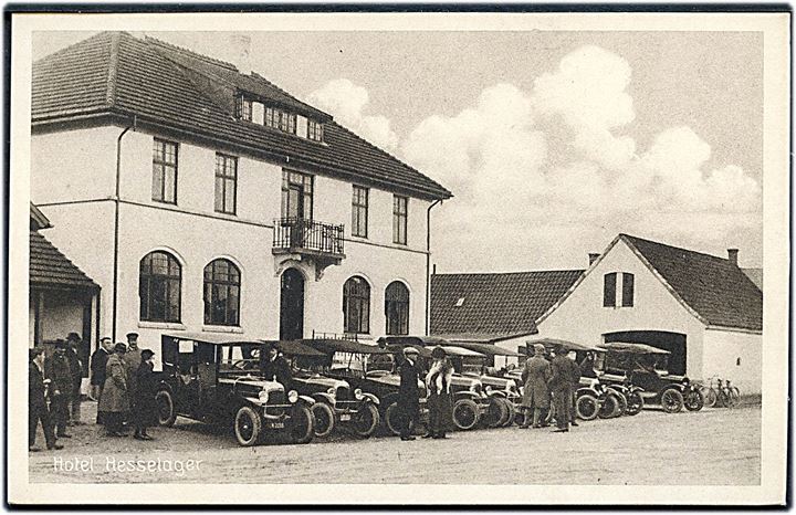 Hesselager, hotel med automobiler. Stenders no. 58839. Kvalitet 9