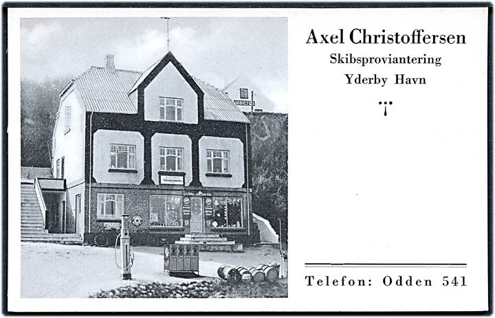 Yderby havn pr. Odden med Axel Christoffersens skibsproviantering. Fotograf Bay. Stenders no. 76510 Kvalitet 9